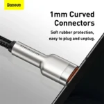 ⁦كابل بيانات معدني من Baseus Cafule Series بقدرة 66 واط من USB إلى USB-C / Type-C (الطول: 2 متر) - أسود⁩ - الصورة ⁦5⁩