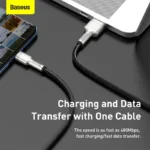 ⁦كابل بيانات معدني من Baseus Cafule Series بقدرة 66 واط من USB إلى USB-C / Type-C (الطول: 2 متر) - أسود⁩ - الصورة ⁦14⁩