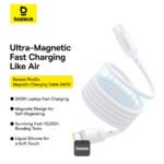 ⁦كابل Baseus PicoGo 240W مغناطيسي للشحن السريع USB-C، من النوع C إلى النوع C 480 ميجابت في الثانية كابل سيليكون سائل 1 متر⁩ - الصورة ⁦4⁩