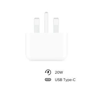 20W USB-C 3-Pin Power Adapter White محول طاقة بقابس ثلاثي بمنفذ USB C بقدرة 20 وات أبيض