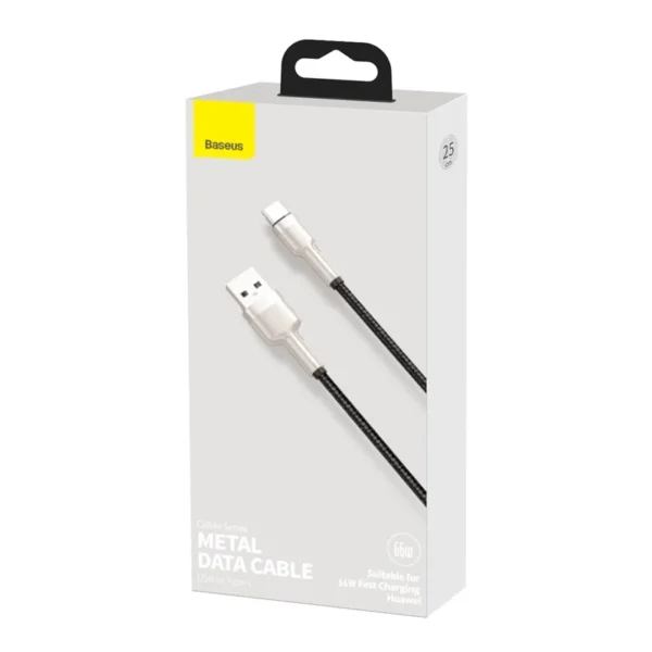 كابل بيانات معدني من Baseus Cafule Series بقدرة 66 واط من USB إلى USB-C / Type-C (الطول: 2 متر) - أسود