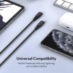 ⁦كابل RAVPower من النوع C إلى Lightning بطول 0.3 متر مصنوع من النايلون⁩ - الصورة ⁦3⁩