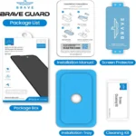 ⁦زجاج مقوى Brave Premium بدرجة صلابة 9H، مع حامل يسهل التركيب، خالٍ من الفقاعات، مقاوم للخدش⁩ - الصورة ⁦2⁩