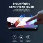 ⁦زجاج مقوى Brave Premium بدرجة صلابة 9H، مع حامل يسهل التركيب، خالٍ من الفقاعات، مقاوم للخدش⁩ - الصورة ⁦3⁩