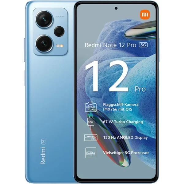 جوال ريدمي REDMI NOTE 12 PRO 5G رام 8 جيجا ذاكرة داخلية 256 جيجا – شبكة 5G بشريحتين اتصال ، لون ازرق