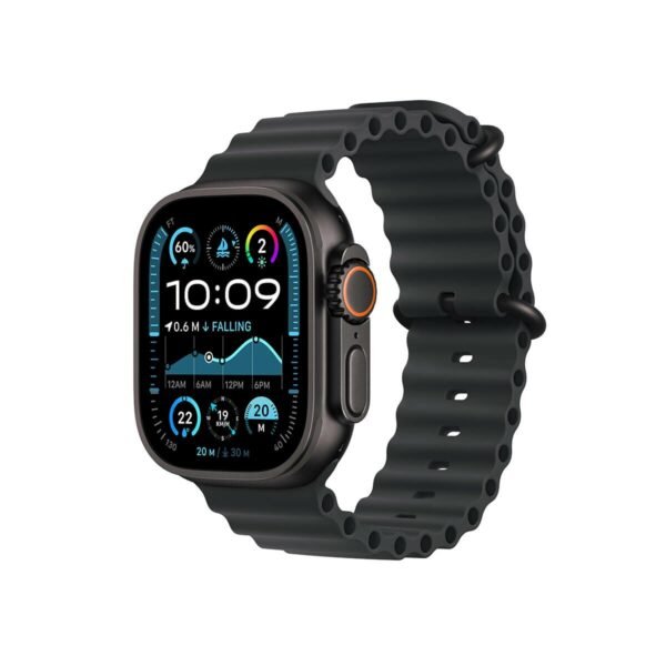 ساعة Apple Watch Ultra 2 49 مم باللون الأسود مع سوار من التيتانيوم باللون الأسود المحيطي