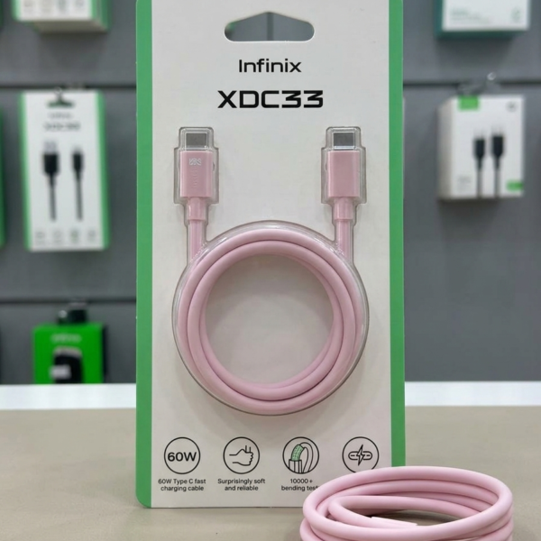 كابل شحن سريع إنفينيكس XDC33 سيليكون فائق النعومة (من Type-C إلى Type-C) بقوة 60 واط